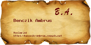 Benczik Ambrus névjegykártya