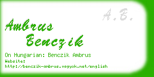 ambrus benczik business card